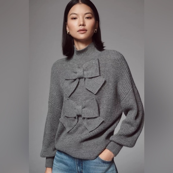 Mare Mare Sweaters - NWT Size S - Mare Mare x Anthropologie 3D Bow Sweater in Grey